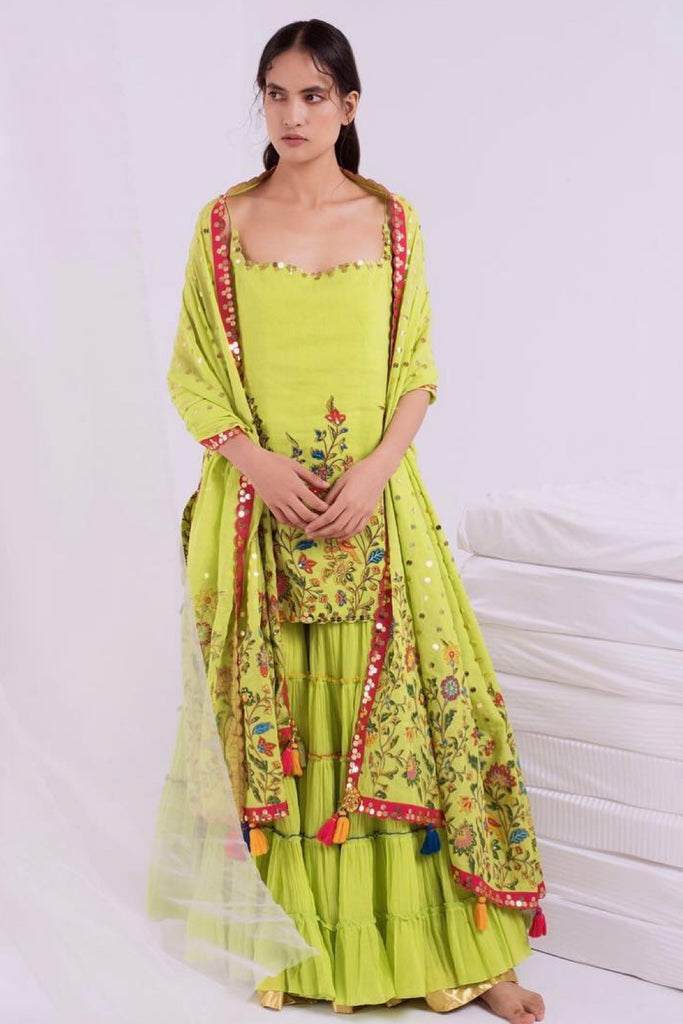 Sara Ali Khan in our Green Sharara Set – Sukriti and Aakriti